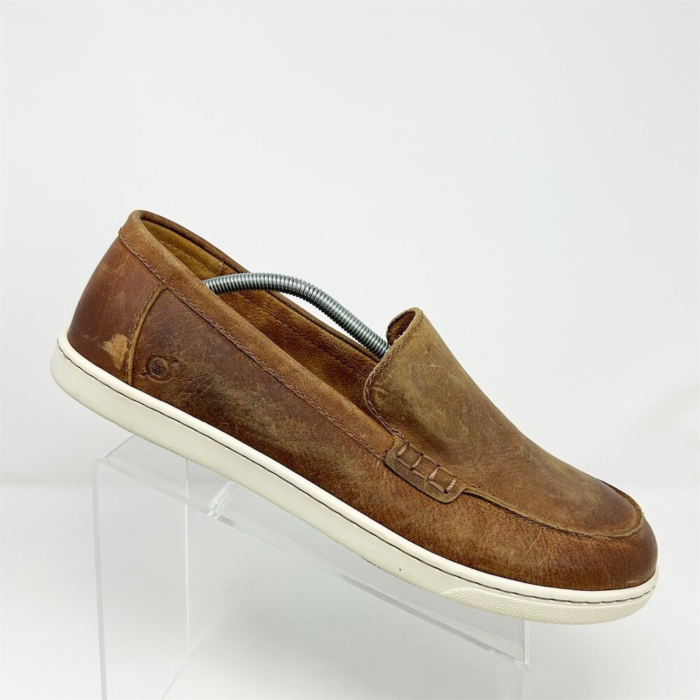 Børn Axel Men's Slip-On Loafer Brown Moc Toe Casual Shoes White Sole Size 13